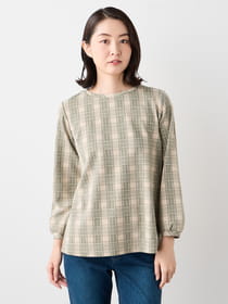 【早割30%OFF対象】チェック柄ジャガードカットソー