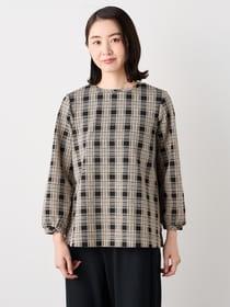 【早割30%OFF対象】チェック柄ジャガードカットソー