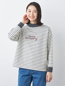 【早割30%OFF対象】裏シャギーボーダー刺繍プルオーバー