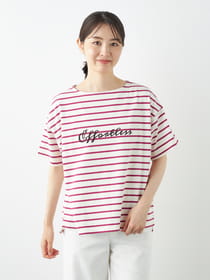 ロゴプリントボーダー半袖Tシャツ
