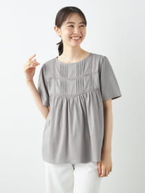 ピンタックレーシー半袖カットソー