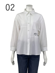 パッチワークデザインシャツブラウス