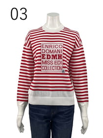 ボーダー×ロゴニットプルオーバー