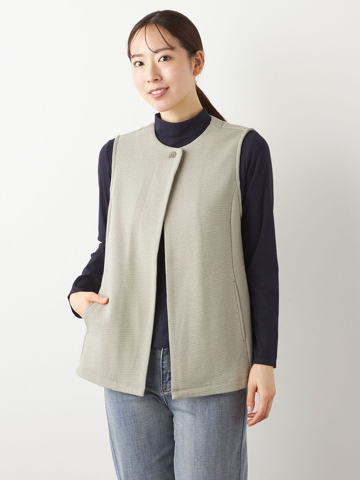 【おトクなタイムセール】リップルクルーネックジレ