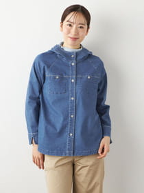 【おトクなタイムセール】ストレッチデニムパーカーブラウス