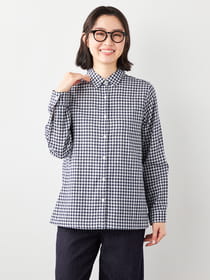 【3buy40%OFF！対象商品】Ｗガーゼチェックブラウス
