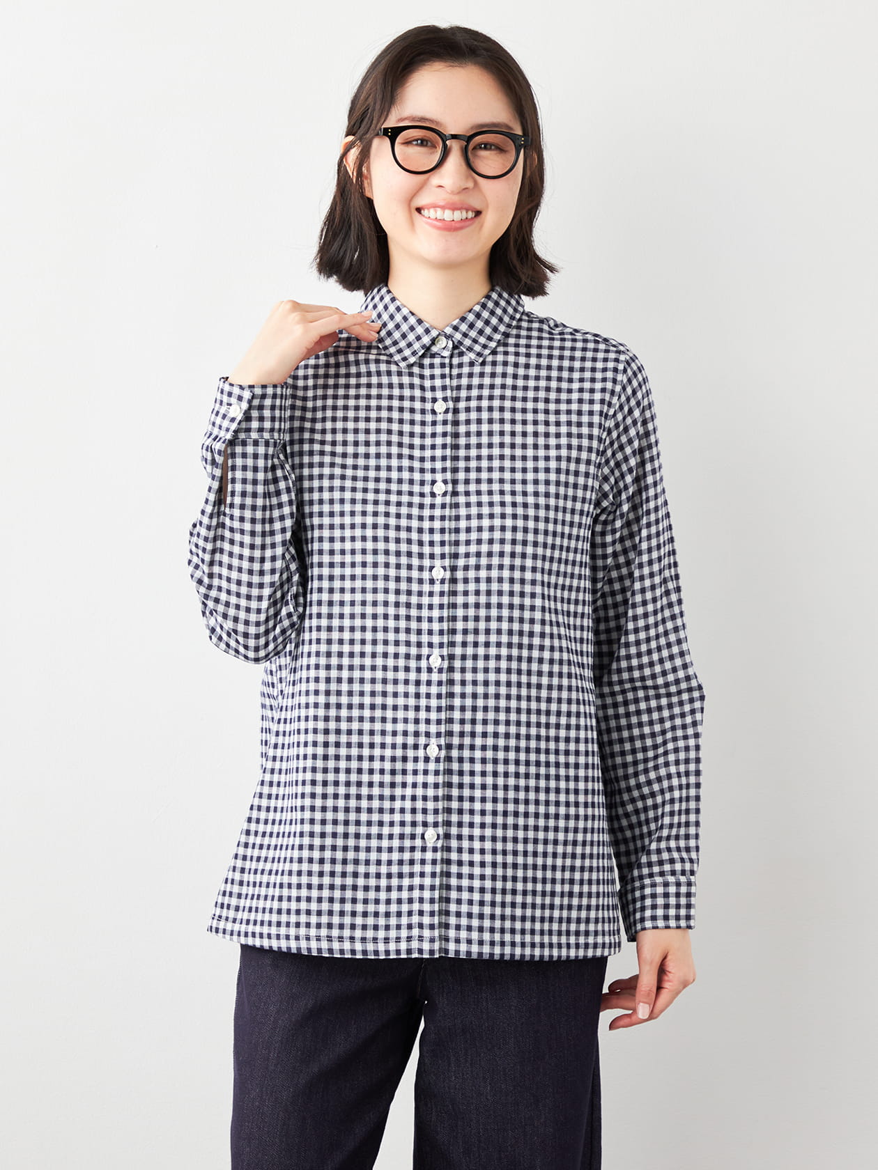 【3buy40%OFF！対象商品】Ｗガーゼチェックブラウス