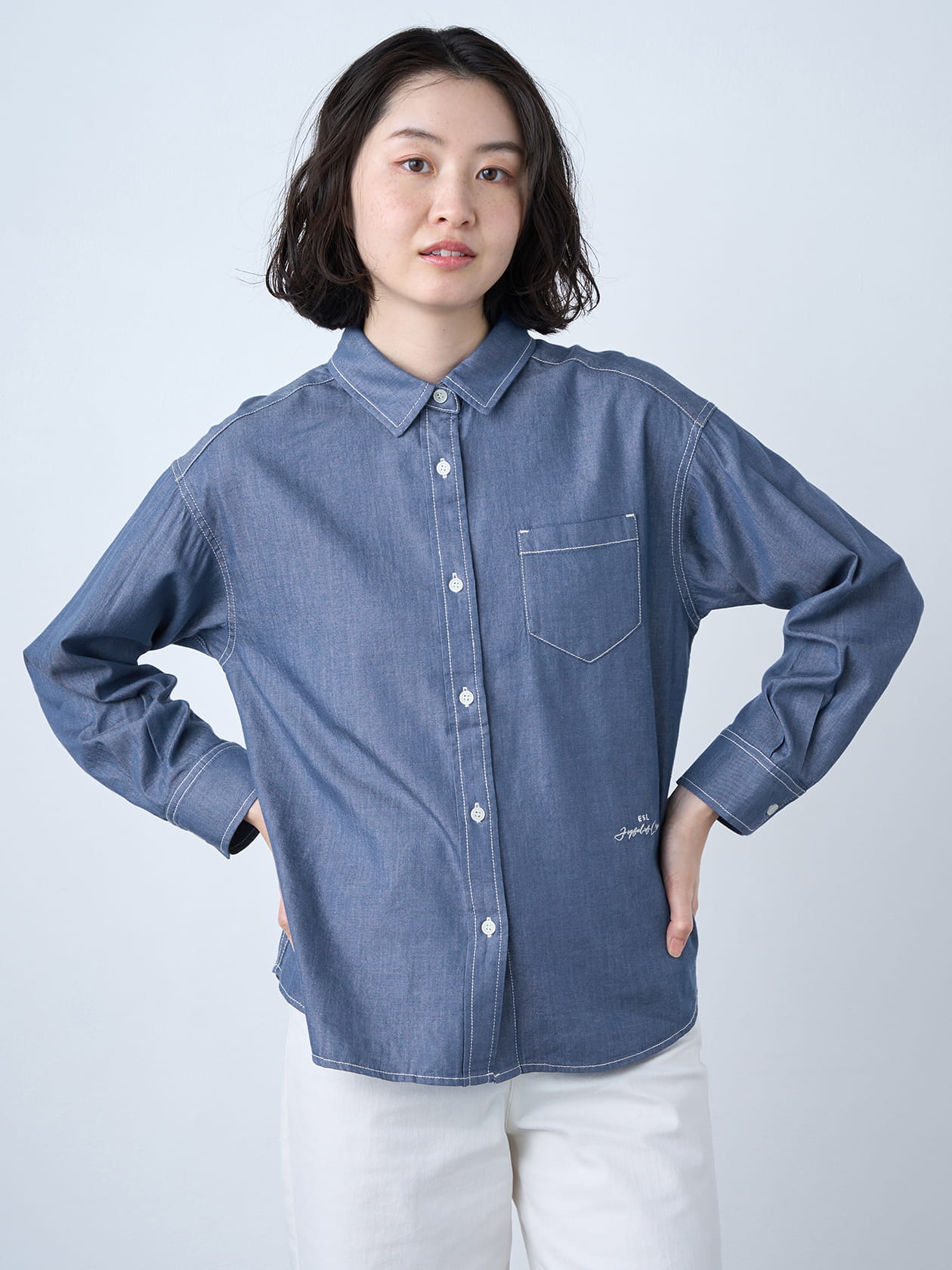 デニムライクシャツ