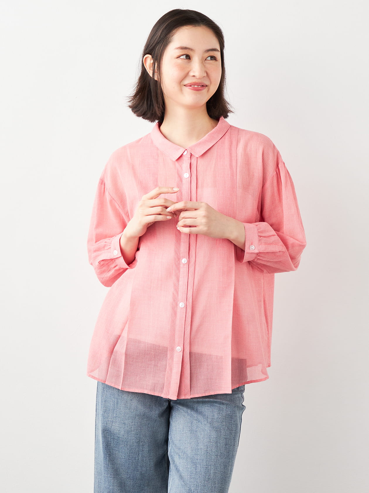 【早割30%OFF対象】シアーギンガムチェックブラウス