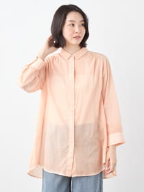 【早割30%OFF対象】ムラ染シャツ衿ブラウス