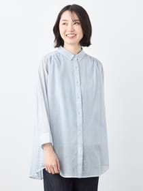 【早割30%OFF対象】ムラ染シャツ衿ブラウス