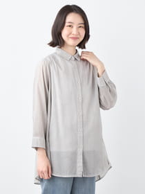 【早割30%OFF対象】ムラ染シャツ衿ブラウス