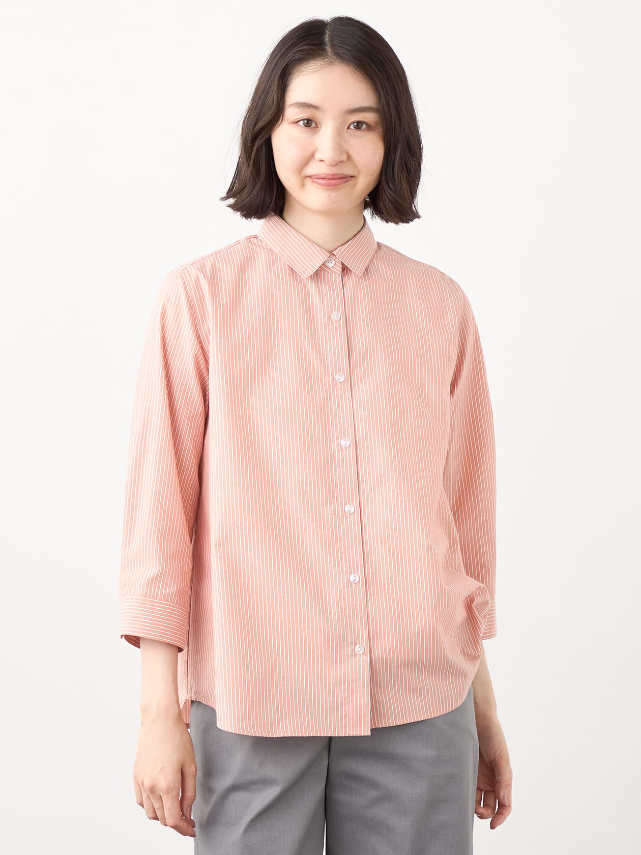 【早割30%OFF対象】リネンミックスストライプブラウス