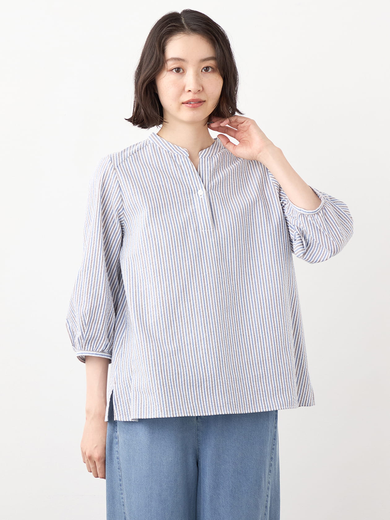 【早割30%OFF対象】サッカーストライプブラウス