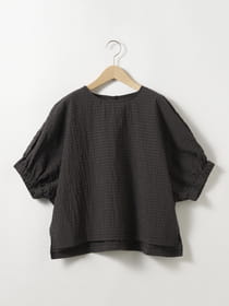 【早割30%OFF対象】サマーギンガムギャザーブラウス