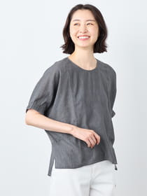 ライトデニムギャザーブラウス