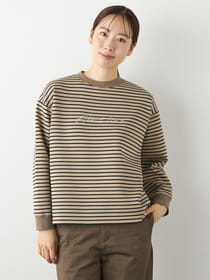 【おトクなタイムセール】ストレッチボーダー刺繍プルオーバー