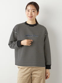 【おトクなタイムセール】ストレッチボーダー刺繍プルオーバー