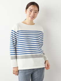 【おトクなタイムセール】裏毛パネルボーダープルオーバー