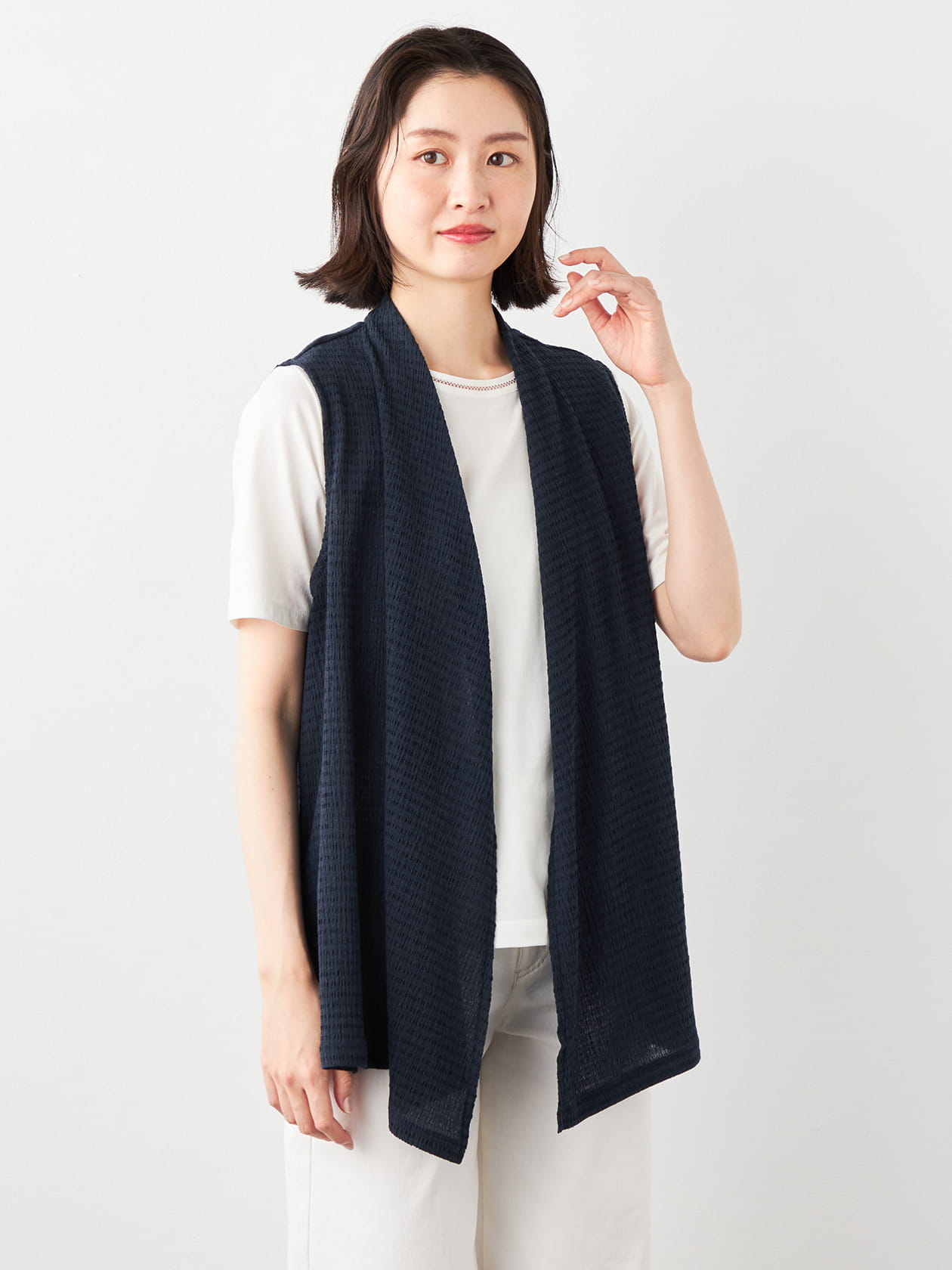 シアー楊柳ジレ