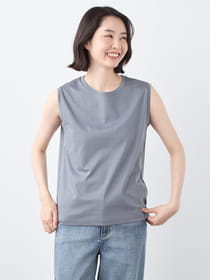 【接触冷感】【UV CUT】８０／１シルケットスムースノースリーブ