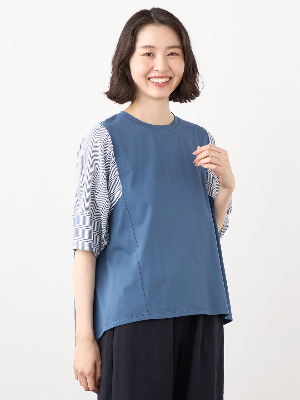 【早割30%OFF対象】レーシーストライプドッキングプルオーバー