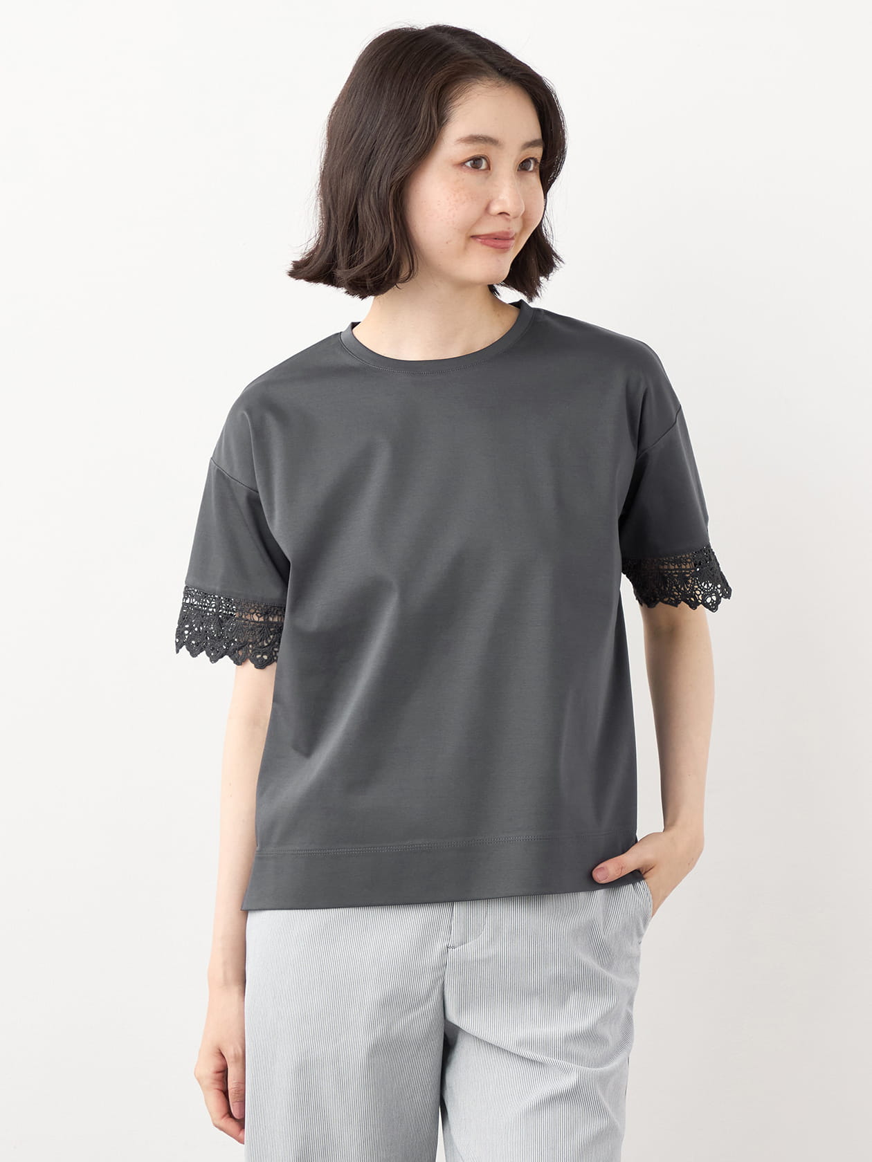 【早割30%OFF対象】レース袖切替プルオーバー