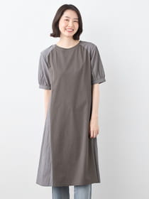 【早割30%OFF対象】異素材ドッキングワンピース