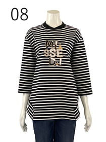 裾スクエアボーダーカットソープルオーバー