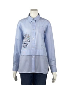 レイヤード風ストライプシャツ