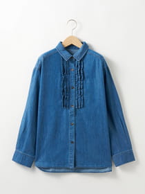 【3buy40%OFF！対象商品】ライトデニムフリルブラウス