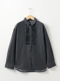 【3buy40%OFF！対象商品】ライトデニムフリルブラウス