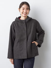 モノトーンチェックショートコート