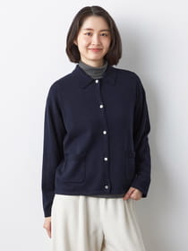 衿付きニットカーディガン
