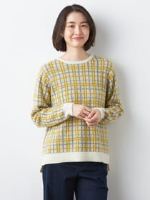 【早割30%OFF対象】モヘアシンプルチェックニット