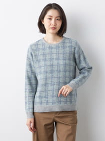 【早割30%OFF対象】モヘアシンプルチェックニット