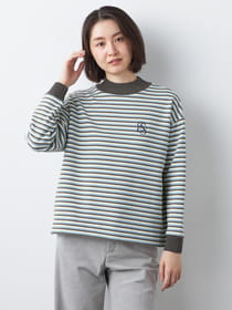 【早割30%OFF対象】裏シャギーボーダー刺繍プルオーバー