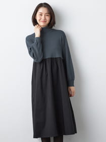 【早割30%OFF対象】ニットドッキングワンピース