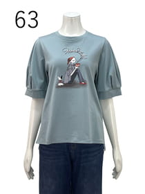 袖コンシャスプリント入りプルオーバー