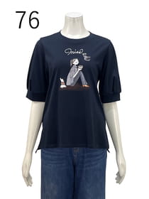 袖コンシャスプリント入りプルオーバー