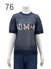 ロゴ入りメッシュニットプルオーバー