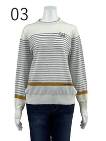 【おまとめ割】パネルボーダー柄 ニットプルオーバー