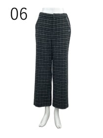 起毛チェック セミワイドパンツ