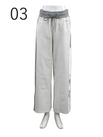 ウエストリブ セミワイドパンツ