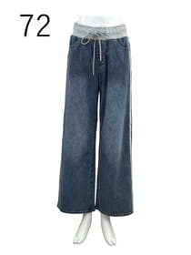 ウエストリブ セミワイドパンツ