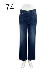 麻混 デニム ストレートパンツ