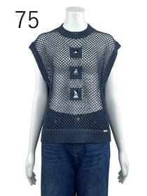メッシュ柄 刺繍入り ニットベスト