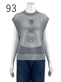 メッシュ柄 刺繍入り ニットベスト