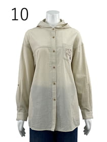 フード付き ストライプシャツ