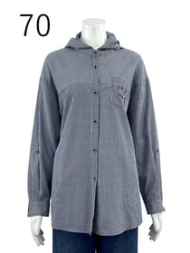 フード付き ストライプシャツ